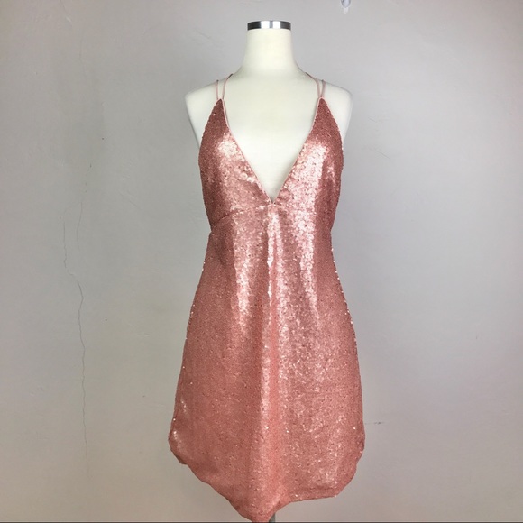 MADDY K - Pink Mini Sequined Party Dress - Picture 6 of 16